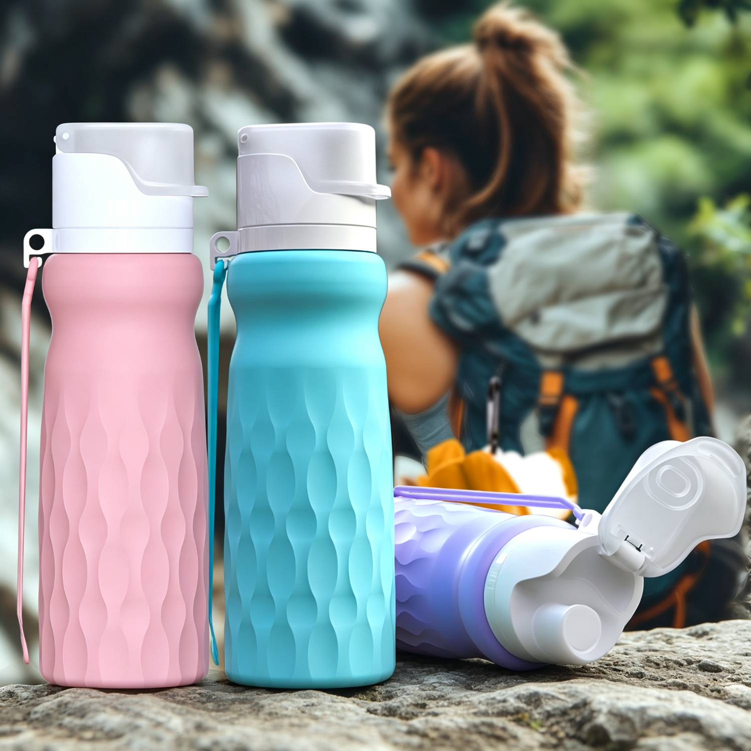 Collapsible Silicone Water Bottle for Travel and Sports