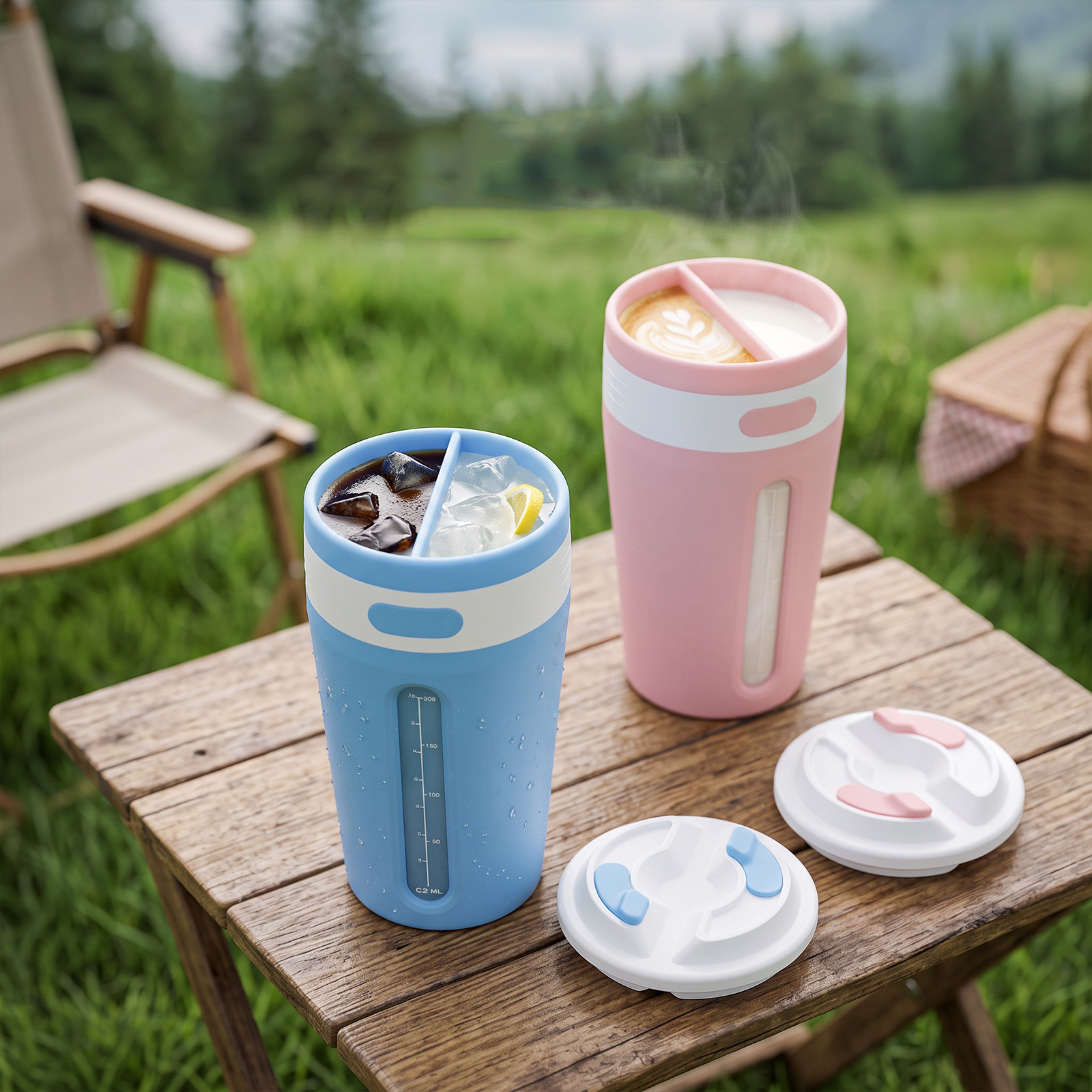 Dual Chamber Silicone Straw Cup for Kids