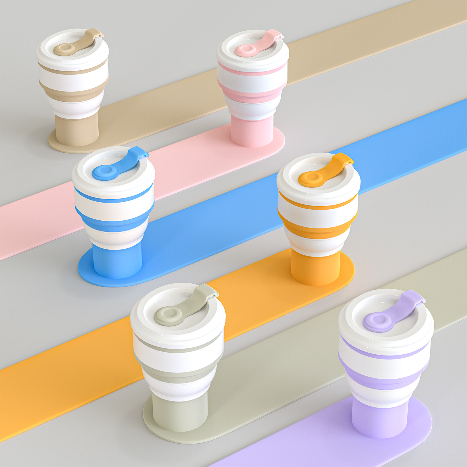 Silicone Travel Coffee Cup with Lid Reusable